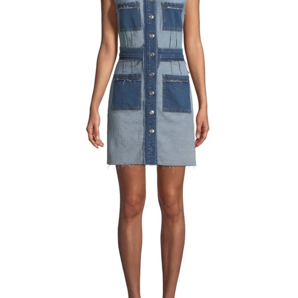 7 for all mankind / inside out  Button Front Dress w/ Distressing denim mini S - Picture 2 of 4